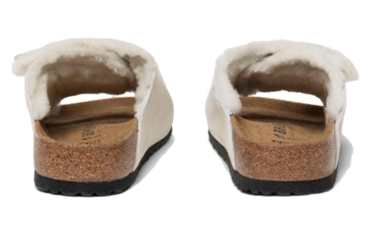 Shop Birkenstock Solana Shearling Slide Stussy Hueso 1027679