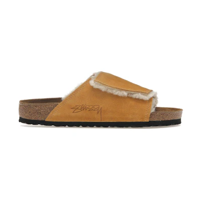 Birkenstock Solana Shearling Slide Stussy Caramel