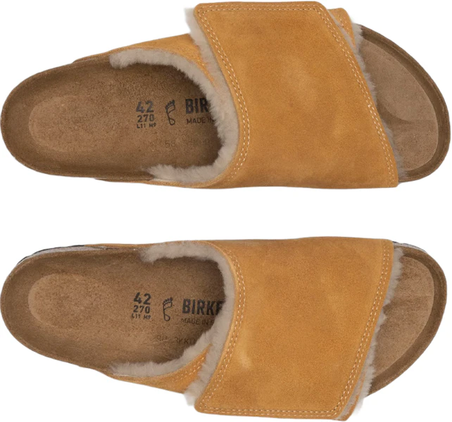 Birkenstock Solana Shearling Slide Stussy Karamell 1027686 Lookbook Birkenstock Solana Shearling Slide Stussy Karamell 1027686