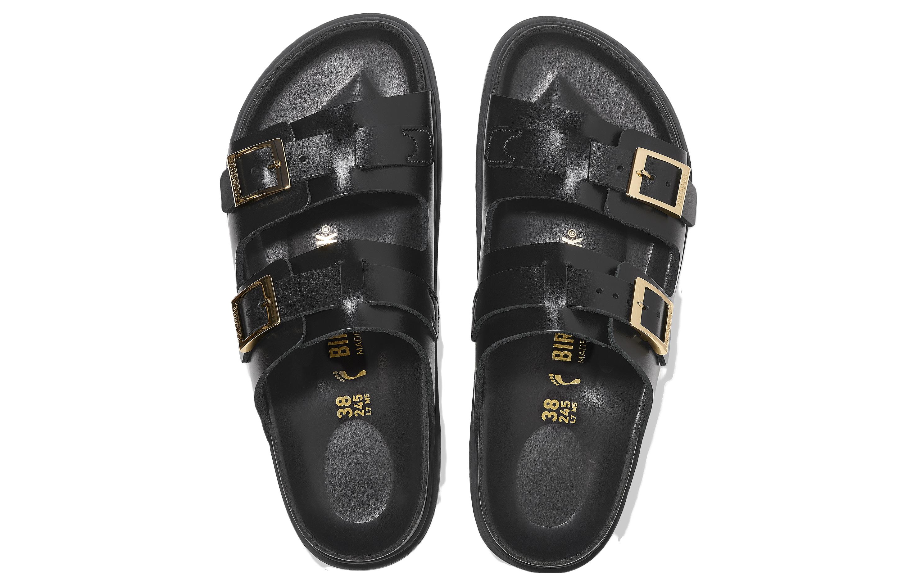 Shop Birkenstock St Barths Natural Leather Narrow Fit 'Black' 1025245