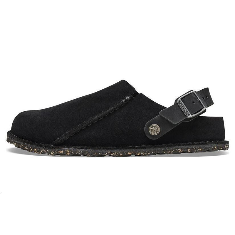 Birkenstock Suede Buckle Low-Top Casual Shoes Black Wide Fit. 1025323