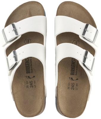 Birkenstock Synthetic Leather Slider 'White Comfort Platform' 0230124 Shop Birkenstock Synthetic Leather Slider 'White Comfort Platform' 0230124