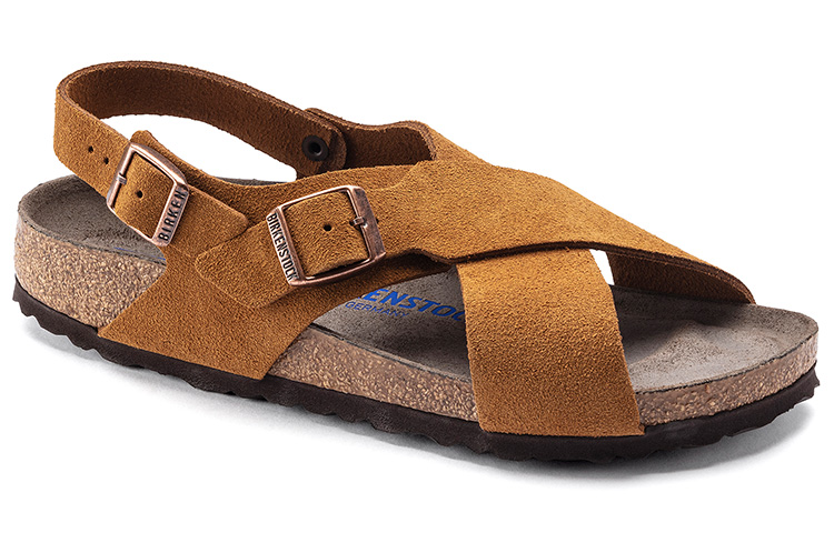 Lookbook Birkenstock Tulum 'Suede Leather Ankle Strap Sandal - Brown Narrow' 1019621