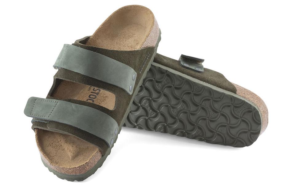 Shop Sandal Birkenstock Uji Kulit Nubuck Suede Narrow Fit 'Thyme' 1024833