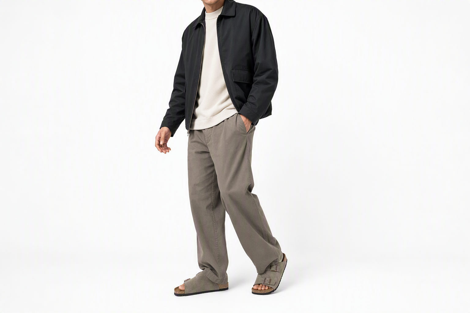 Order Birkenstock 麂皮 柔軟舒適增高厚底百搭扣帶 一字拖鞋 男女同款 灰褐色 窄版