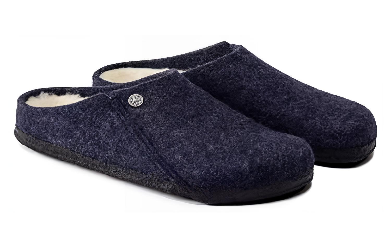 Shop Birkenstock Zermatt Shearling Wool Felt Narrow Fit 1017539 'Dark Blue' 1017535/1017539