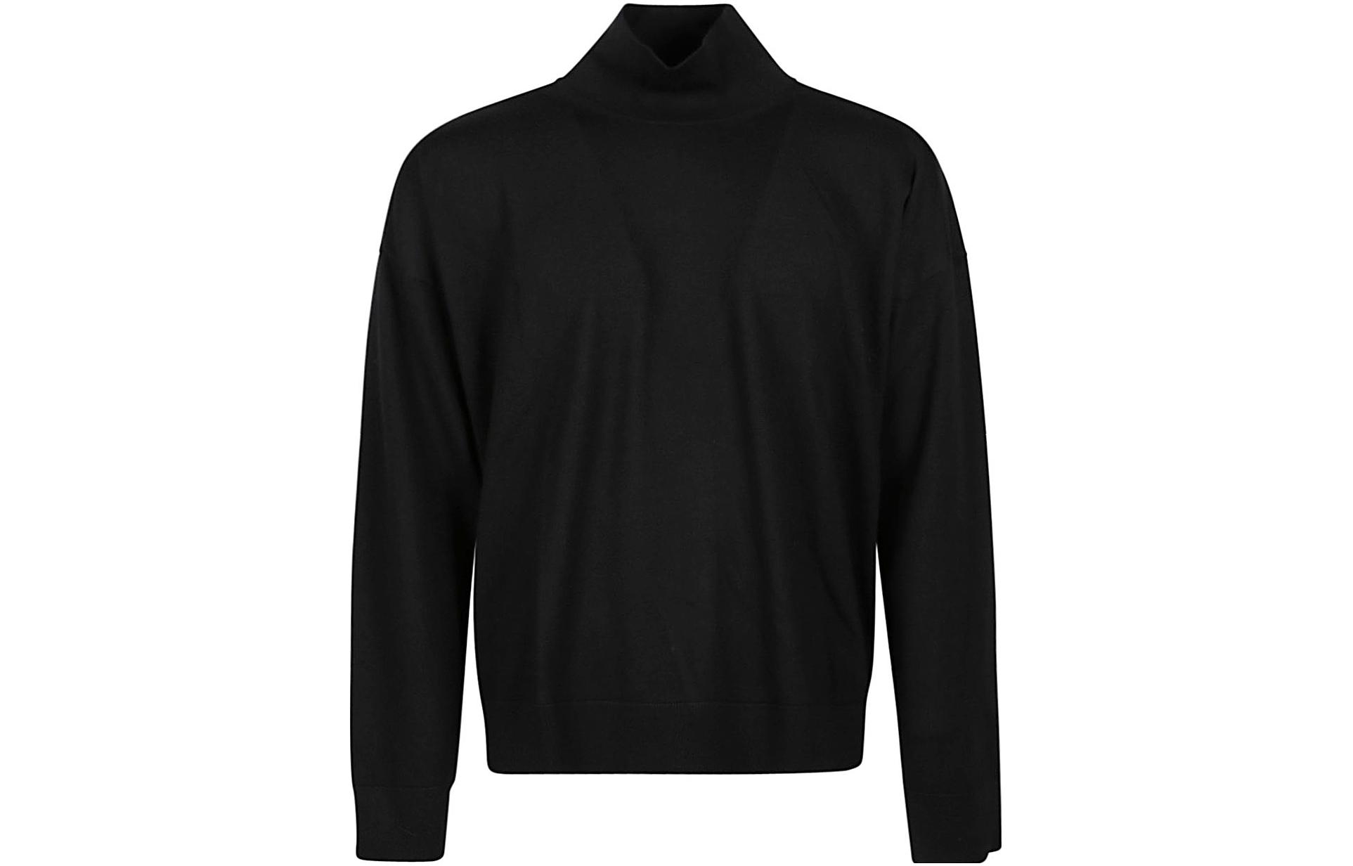 Bottega Veneta  Black Solid High-Neck Pullover Loose Fit Sweater 753740V37J01000