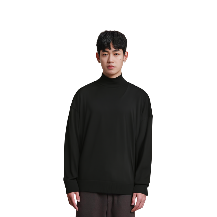 Purchase ボッテガヴェネタ ブラック ハイネック プルオーバー ルーズフィット セーター 753740V37J01000