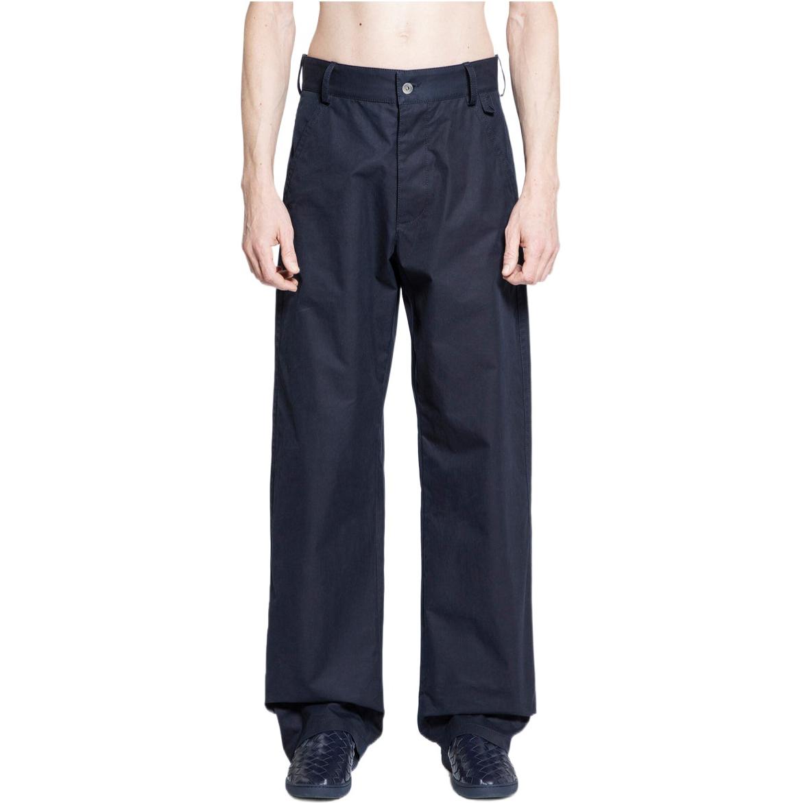 Shop Bottega Veneta 藍色直筒中腰休閒長褲 784201V4CS04246