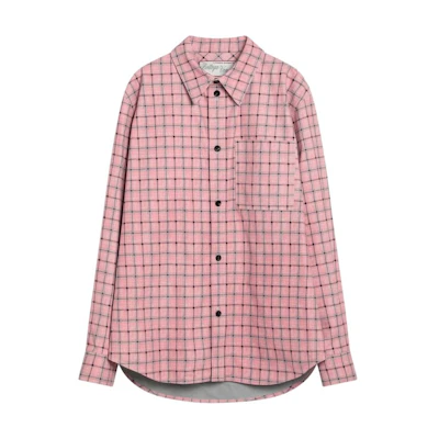 Bottega Veneta Checkered Point Collar Long Sleeve Shirt Light Pink 813140V4XB05008