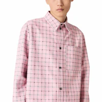 Sizing Bottega Veneta 格紋尖領長袖襯衫 淺粉色 813140V4XB05008