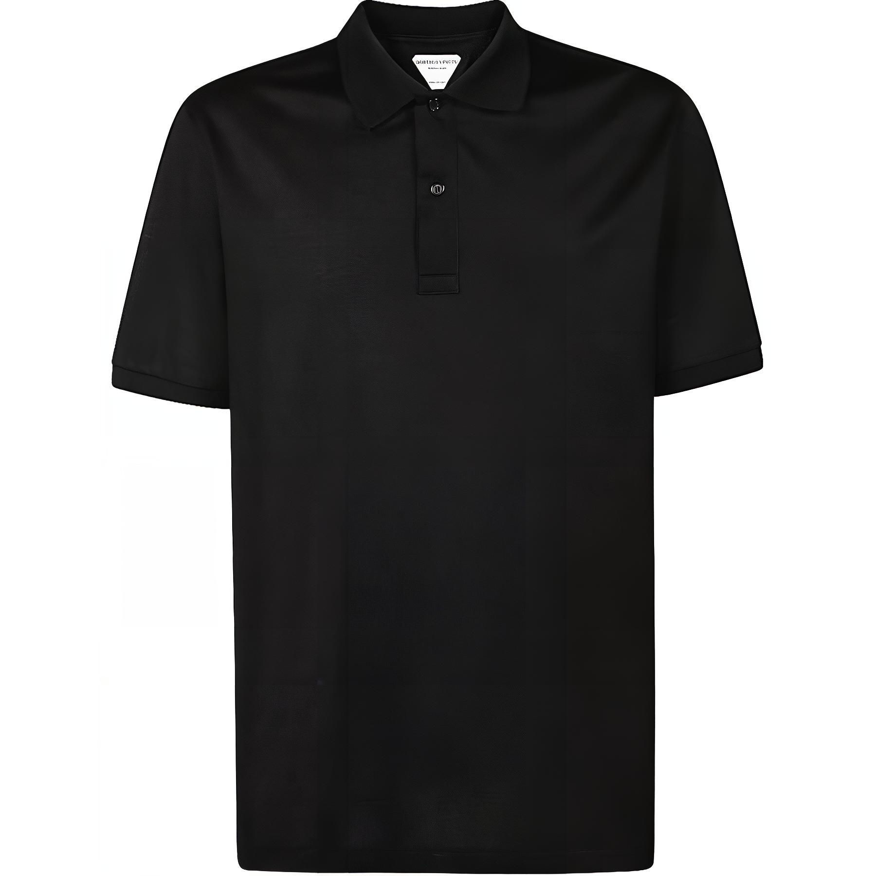Bottega Veneta  Embroidered Button-Up Short Sleeve Polo Shirt Black 631006VKO901000