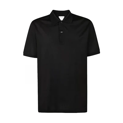 Bottega Veneta Embroidered Button-Up Short Sleeve Polo Shirt Black 631006VKO901000