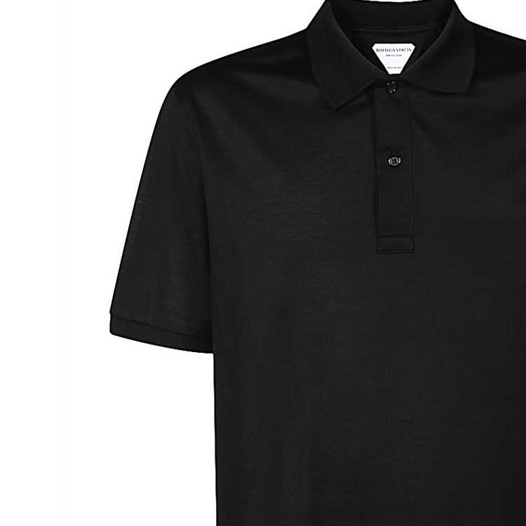 Purchase Bottega Veneta  Embroidered Button-Up Short Sleeve Polo Shirt Black 631006VKO901000