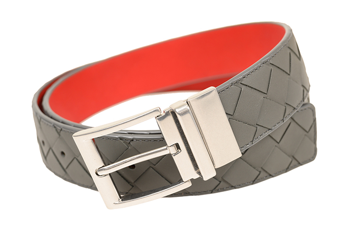 Bottega Veneta  Gray 3.5cm Lambskin Leather Belt with Pin Buckle Elegant Style 611394-VCPQ1-1434