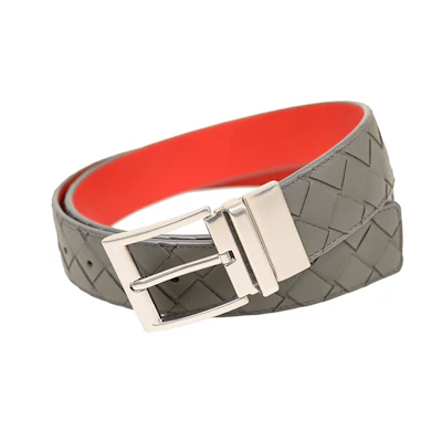 Bottega Veneta Gray 3.5cm Lambskin Leather Belt with Pin Buckle Elegant Style 611394-VCPQ1-1434