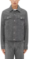 Bottega Veneta Gray Leather Denim Jacket with Collar and Button Closure. 727901V2BC01873 Bottega Veneta Gray Leather Denim Jacket with Collar and Button Closure. 727901V2BC01873