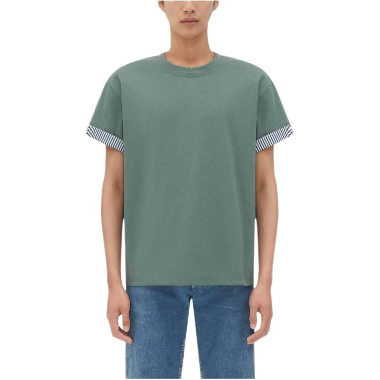 Bottega Veneta  Green Solid Crewneck Slim Fit Short Sleeve T-Shirt. 754683V39G03099