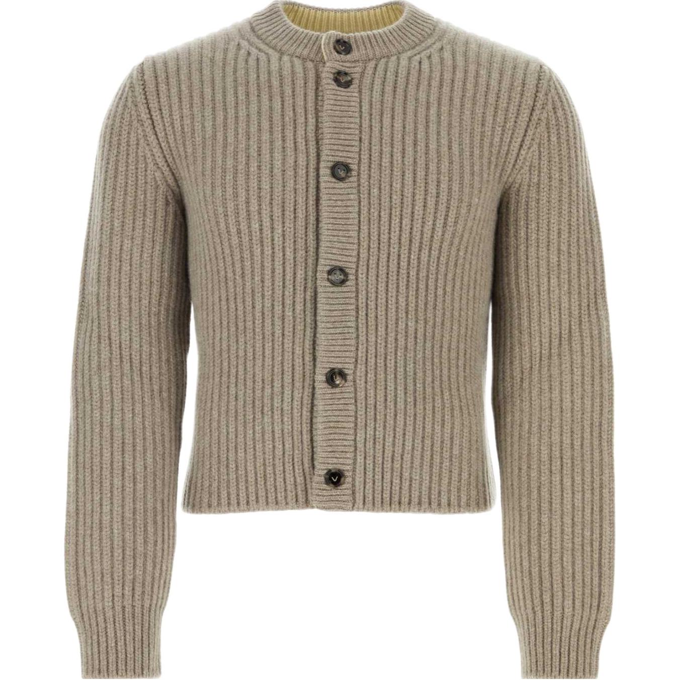 Bottega Veneta  Grey Round Neck Slim Fit Knit Cardigan. 793191V4AQ09700