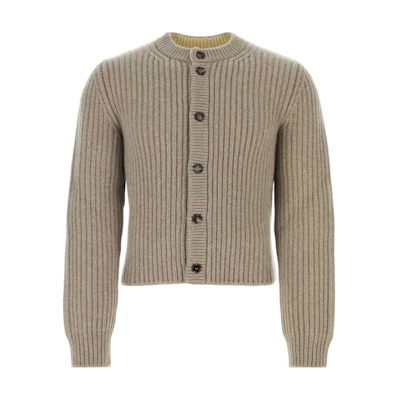 Bottega Veneta Grey Round Neck Slim Fit Knit Cardigan. 793191V4AQ09700