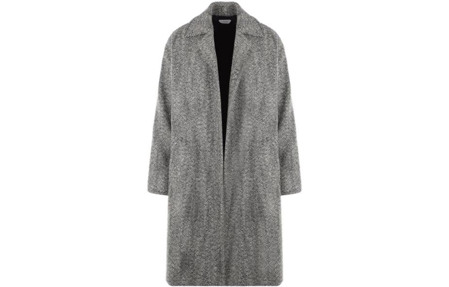 Order 葆蝶家 灰色純色長袖直筒大衣外套 748804V34P01069