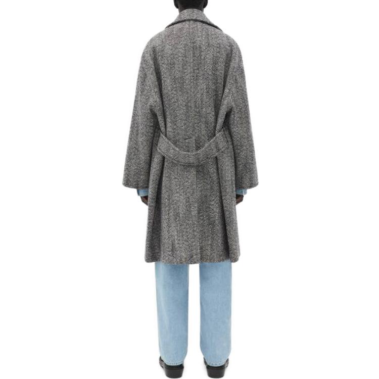 Purchase 葆蝶家 灰色純色長袖直筒大衣外套 748804V34P01069