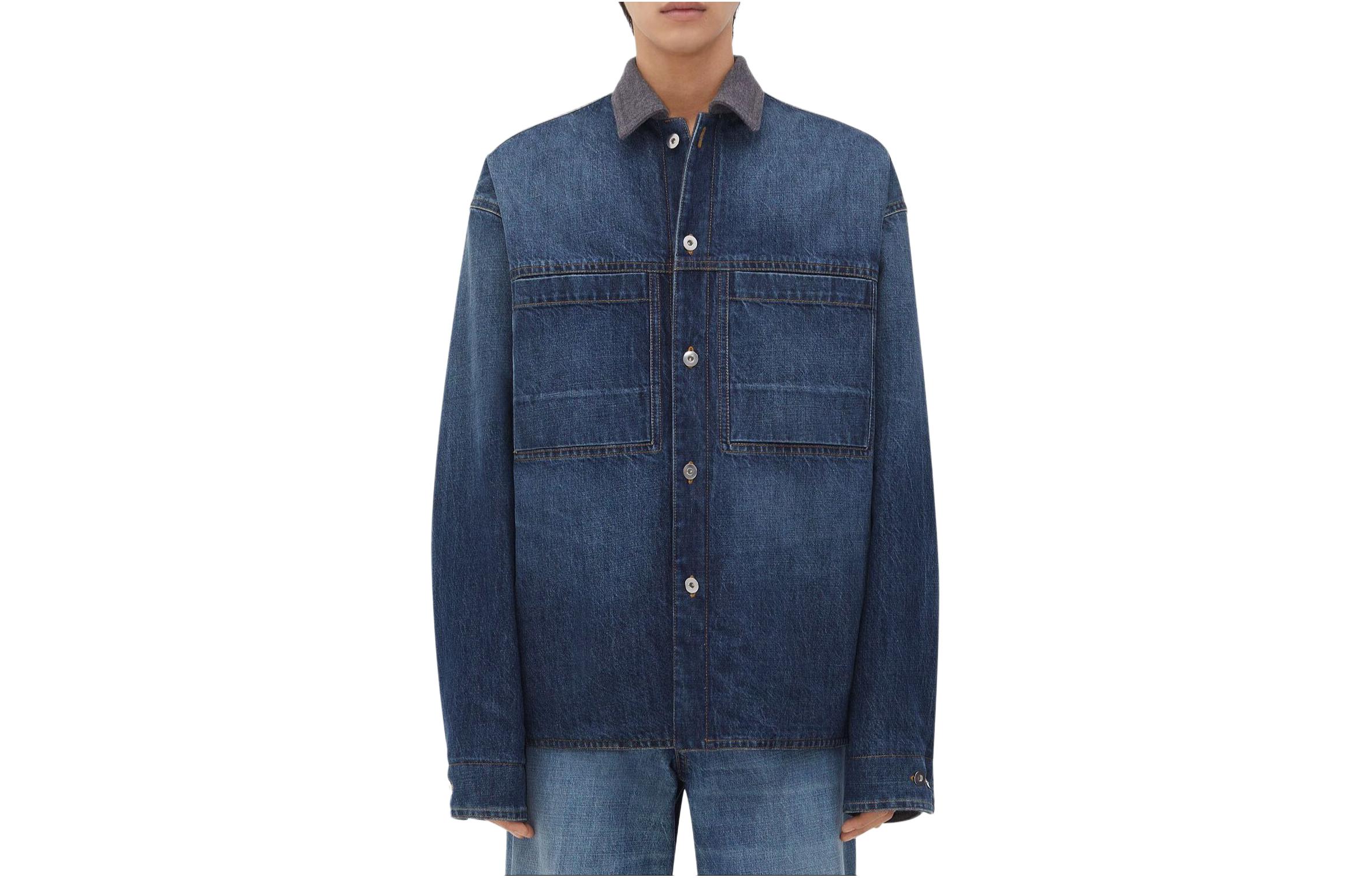 Order Bottega Veneta Chaqueta Reversible Doble Faz Sólida Índigo. 771891V3NB04563