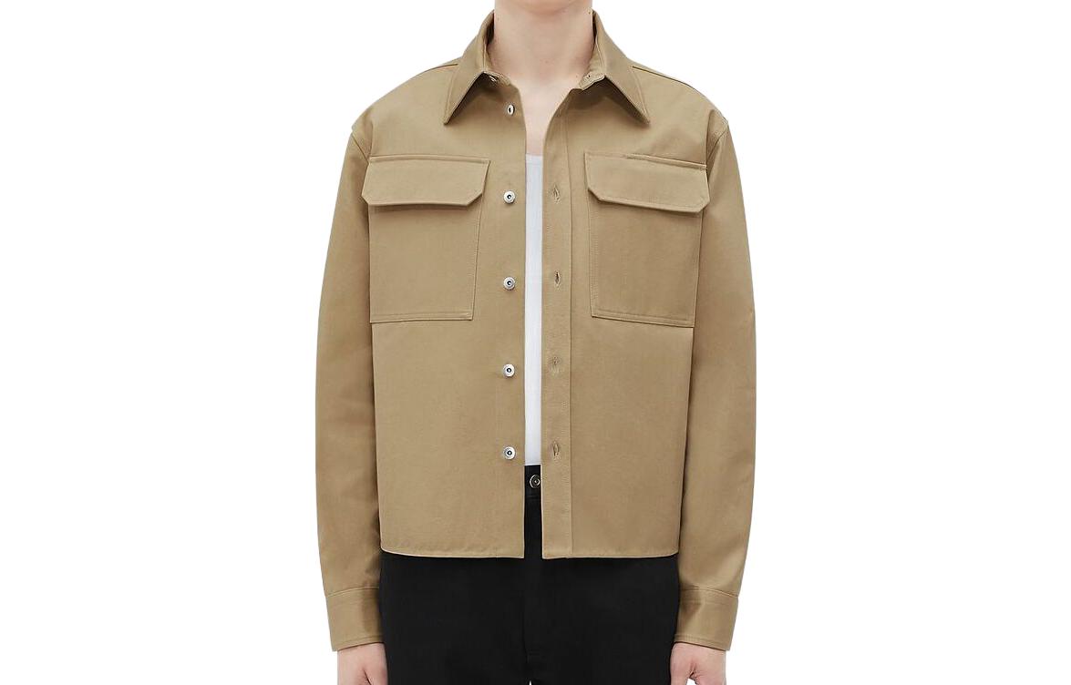 Bottega Veneta  Khaki Long Sleeve Casual Jacket with Solid Color Design. 726157V0XK09640