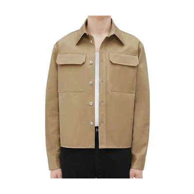 Bottega Veneta Khaki Long Sleeve Casual Jacket with Solid Color Design. 726157V0XK09640