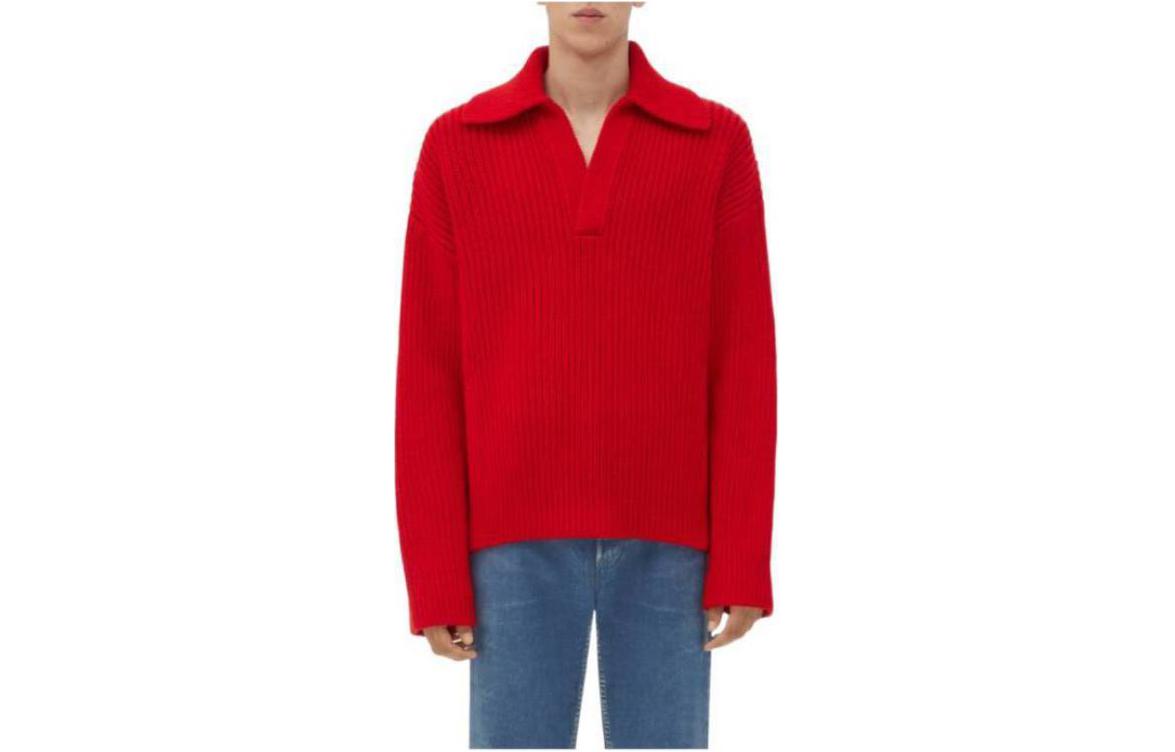 Order Bottega Veneta Suéter Rojo Liso Casual de Ajuste Holgado con Cuello. 749395V33J06404