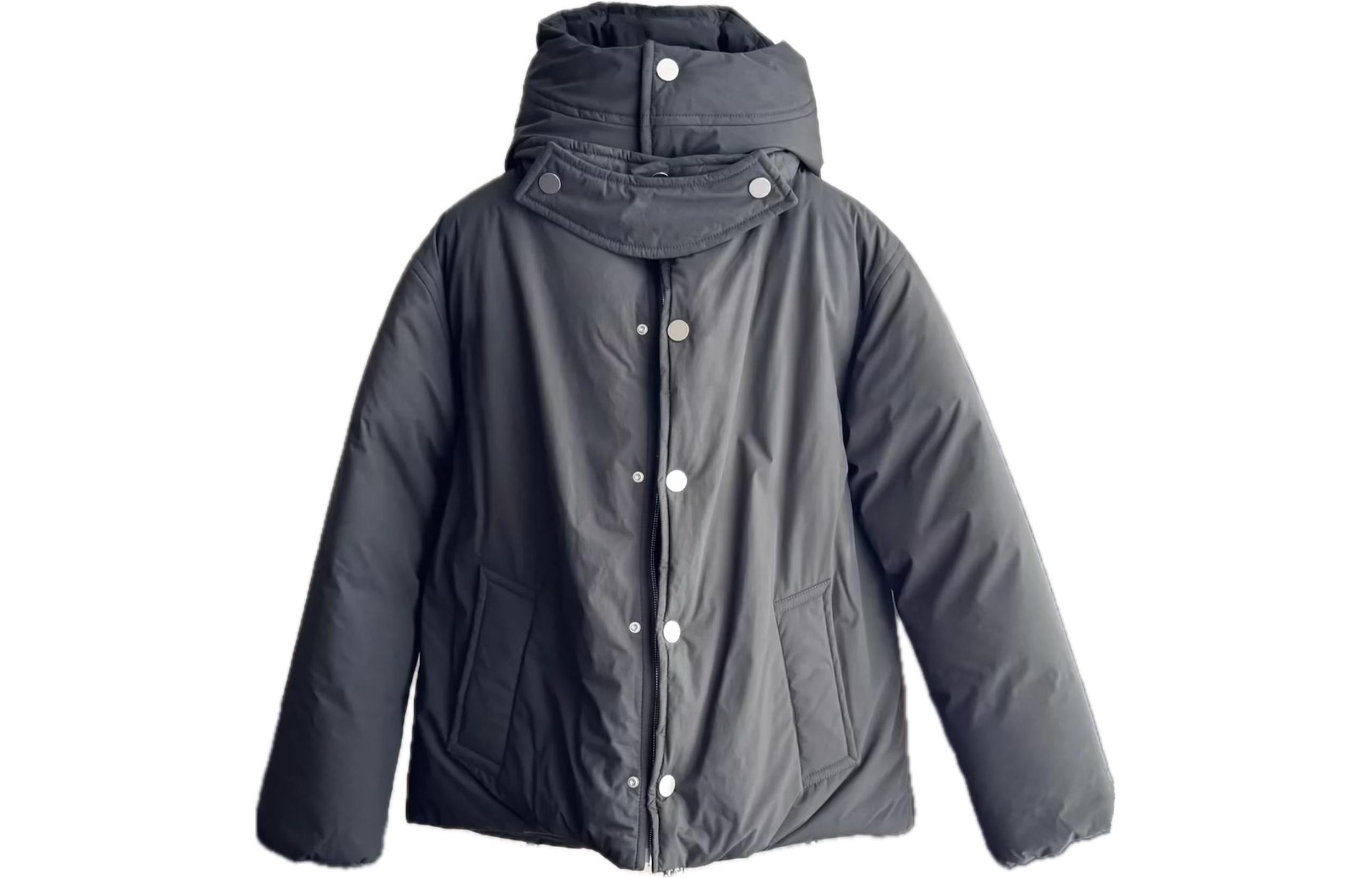 Bottega Veneta  Solid Color Hooded Cotton Jacket Dark Gray. 690760V1LE0