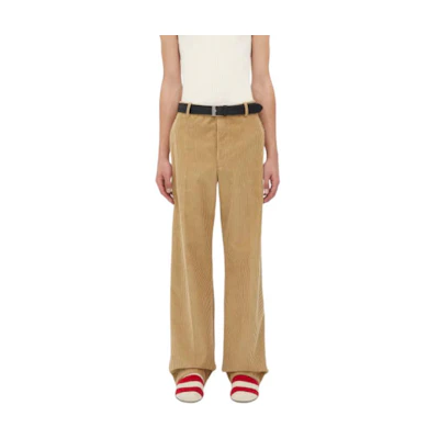 Bottega Veneta Solid Color Mid-Rise Relaxed Pants Light Oak. 793792V4CY01434