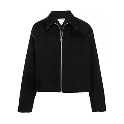 Bottega Veneta Solid Color Zip-Up Waist Jacket Black 692119VF4T01000