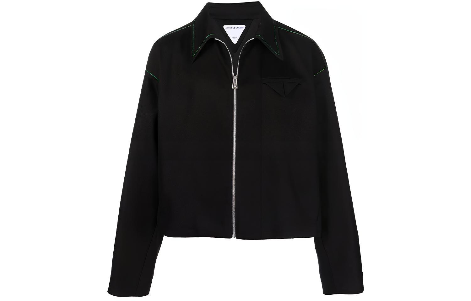 Order Bottega Veneta 單色拉鍊腰部夾克 黑色 692119VF4T01000