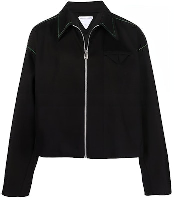 Bottega Veneta Solid Color Zip-Up Waist Jacket Black 692119VF4T01000 Order Bottega Veneta Solid Color Zip-Up Waist Jacket Black 692119VF4T01000