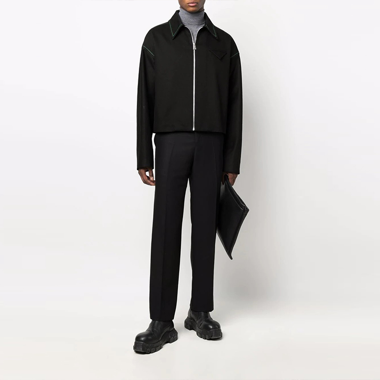 Lookbook Bottega Veneta 單色拉鍊腰部夾克 黑色 692119VF4T01000