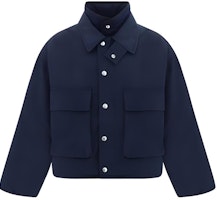 Bottega Veneta Solid Navy Blue Short Jacket with Stand Collar 794066V4CS04246 Bottega Veneta Solid Navy Blue Short Jacket with Stand Collar 794066V4CS04246