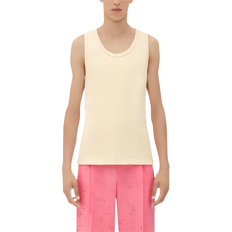 Bottega Veneta  Solid Sleeveless Round Neck Pullover Beige Vest. 715042V3P002679