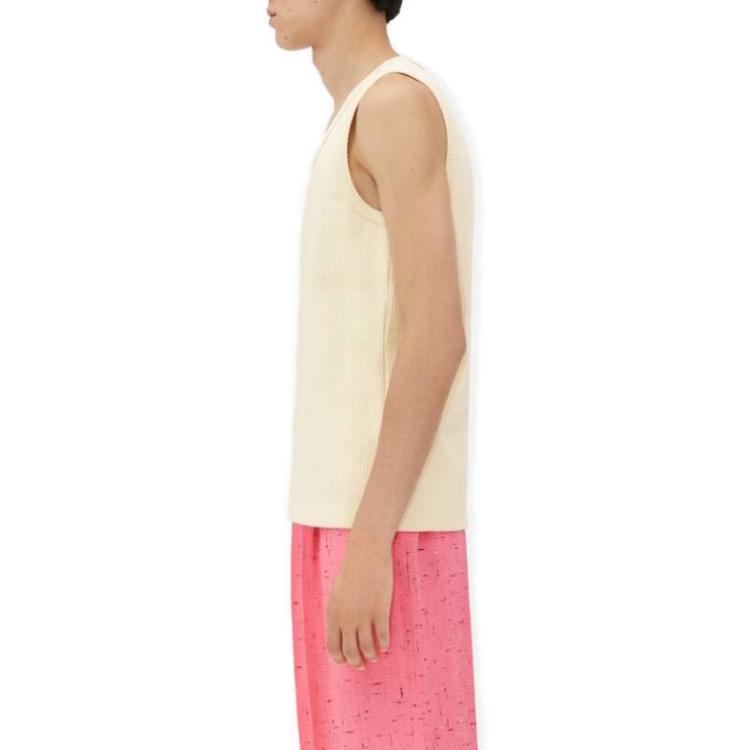 Shop ボッテガヴェネタ 無地 ノースリーブ ラウンドネック プルオーバー ベージュベスト 715042V3P002679