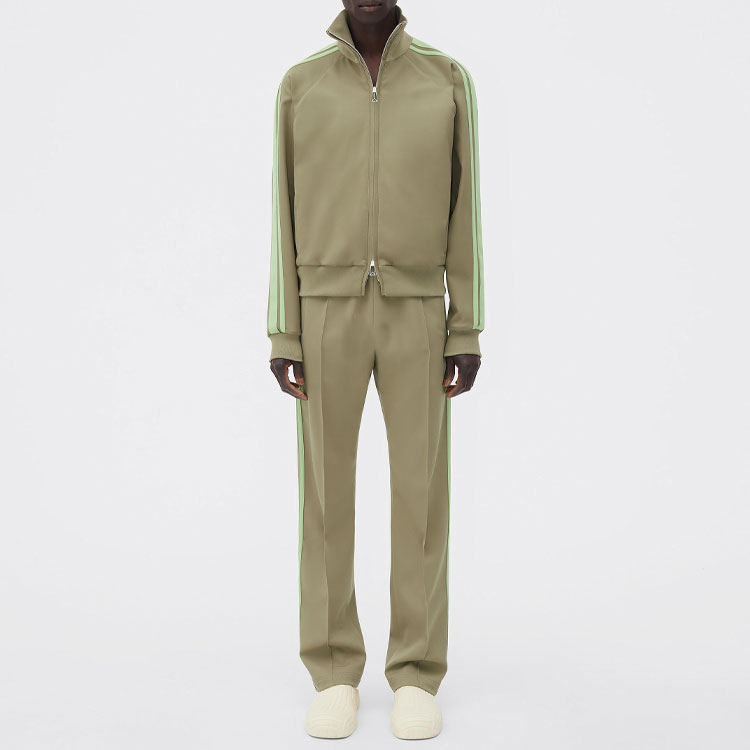 Lookbook Bottega Veneta  Solid Slim Elastic Waist Straight Pants Gray Green. 709403V19M03008