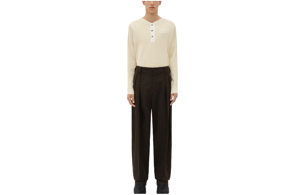 Bottega Veneta  Wide-Leg High-Waist Casual Pants Brown Solid Color. 759372V3FD02078