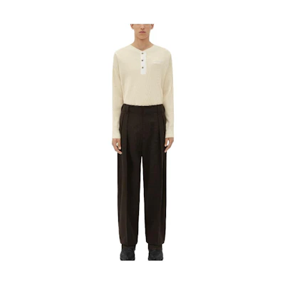 Bottega Veneta Wide-Leg High-Waist Casual Pants Brown Solid Color. 759372V3FD02078