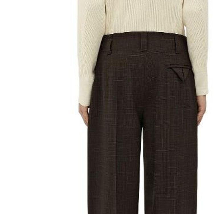 Sizing Bottega Veneta 寬腿高腰休閒長褲 棕色純色設計 759372V3FD02078