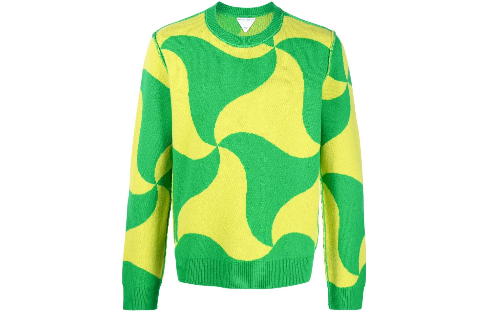 Bottega Veneta Abstract Print Green Wool Sweater FW22 Collection 692462V1T907072