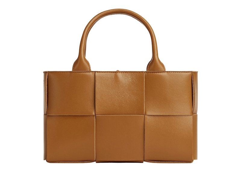 Bottega Veneta Arco Tote Bag Mini Intreccio Camel