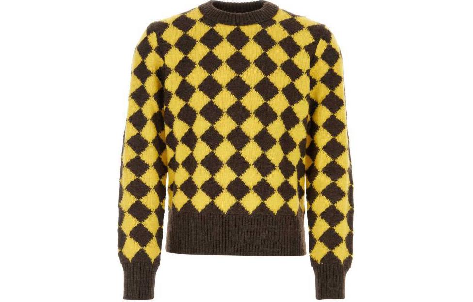 Order Bottega Veneta Suéter de Lana Intarsia Argyle Amarillo Cuello Redondo. 772546V3NN02179