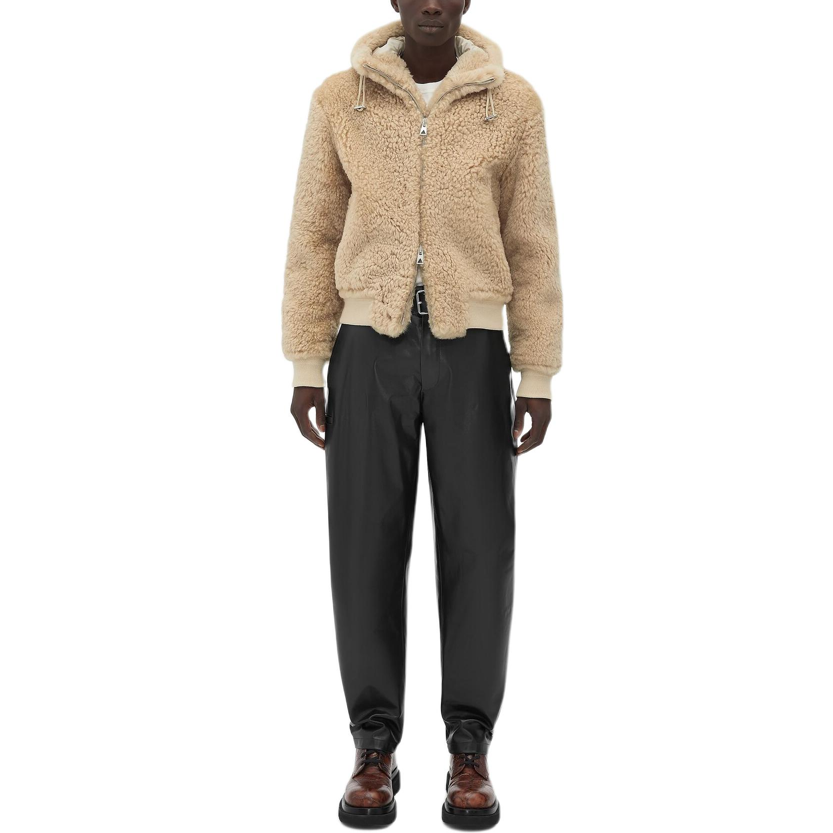 Bottega Veneta Beige Fleece Hoodie Short Jacket 716555VKV701104