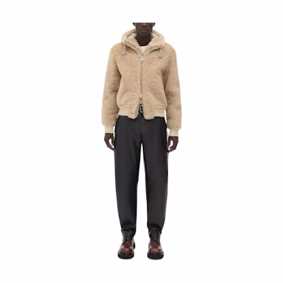 Bottega Veneta Beige Fleece Hoodie Short Jacket 716555VKV701104