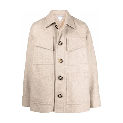 Bottega Veneta Beige Solid Color Casual Long-Sleeve Jacket 659450-V0YO0-8991