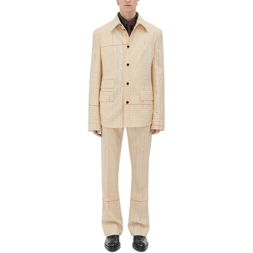 Bottega Veneta Beige Twill Notched Lapel Single-Breasted Jacket 801131V4N801981